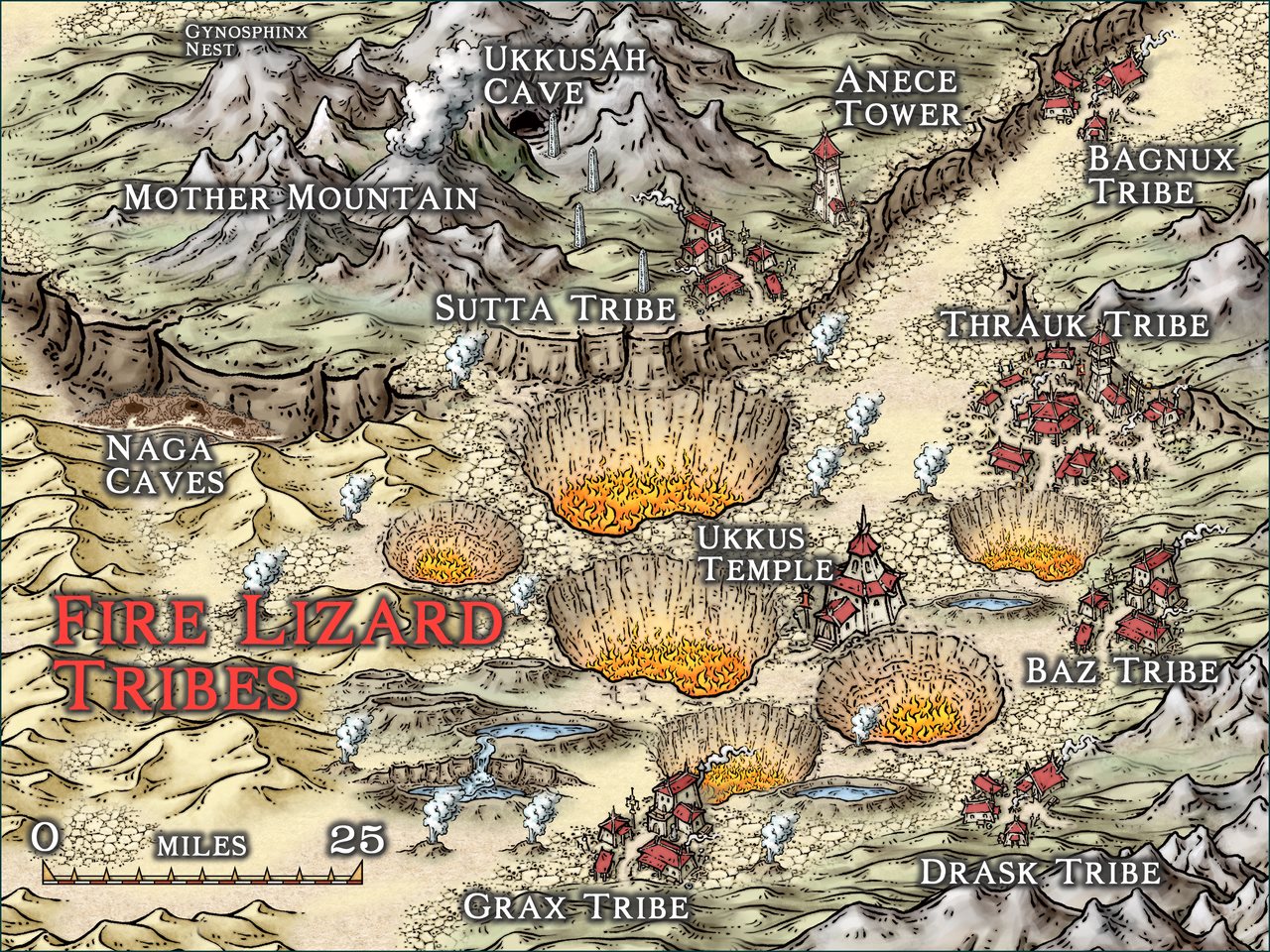 Nibirum Map: fire lizard tribes by Ricko Hasche